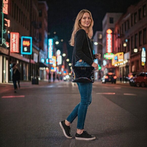 Kate Spade Darby Metro Black Slim Swing Patent Perforated Spades Crossbody - Picture 2 of 9